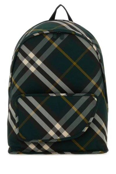 Burberry Check Pattern Shield Backpack With Front Zip In Multicolor