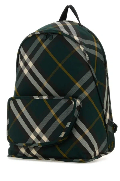 Burberry Check Pattern Shield Backpack With Front Zip In Multicolor