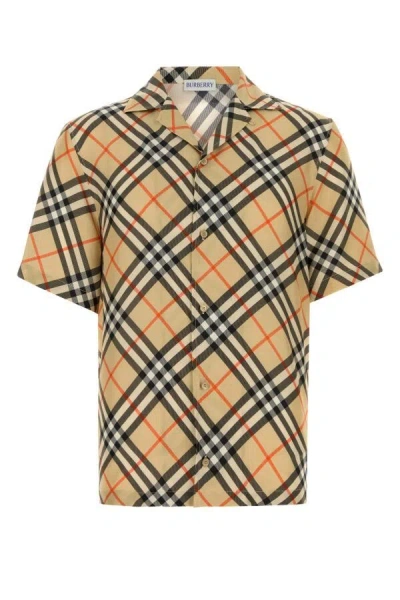 Shop Burberry Men Printed Silk Shirt In Multicolor