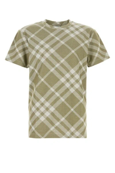Burberry Check Stretch Cotton Blend T-shirt In Multicolor