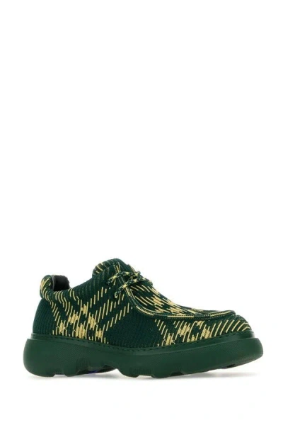 Burberry Embroidered Fabric Creeper Lace-up Shoes In Green