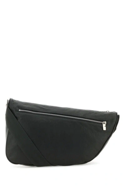 Burberry Men Slate Leather Large Shield Crossbody Bag In Black