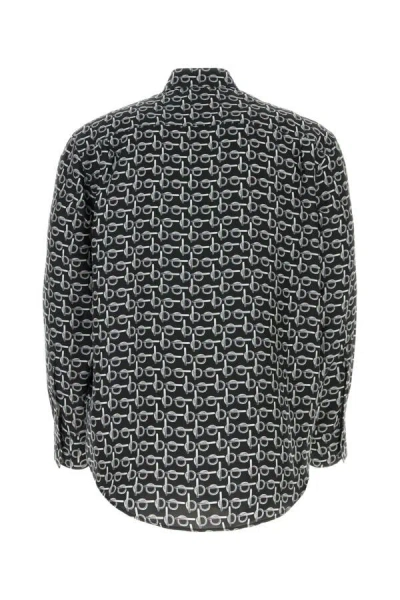 Burberry Long Sleeve Shirt With All-over Monogram Print In Multicolor