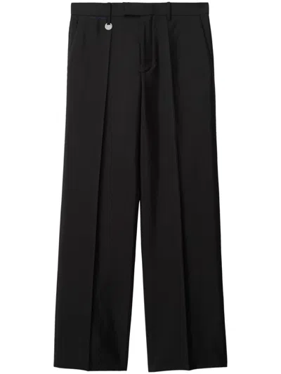 Burberry Suit Pants In Navy Blue Wool. Straight-leg Cut. Zippered Closure And Belt Clip. In Multicolor