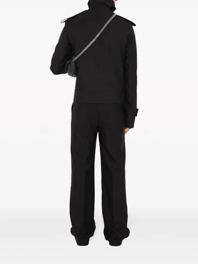 Burberry Suit Pants In Navy Blue Wool. Straight-leg Cut. Zippered Closure And Belt Clip. In Multicolor
