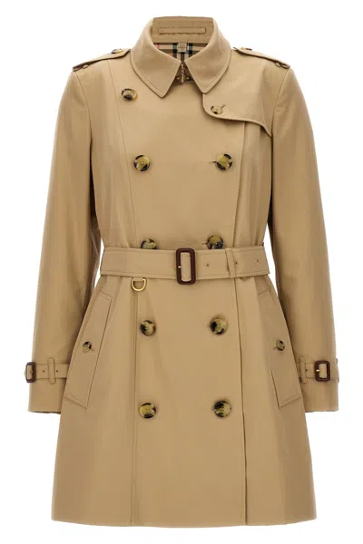 Burberry Cotton Gabardine Trench Coat In Cream