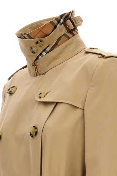 Burberry Cotton Gabardine Trench Coat In Cream