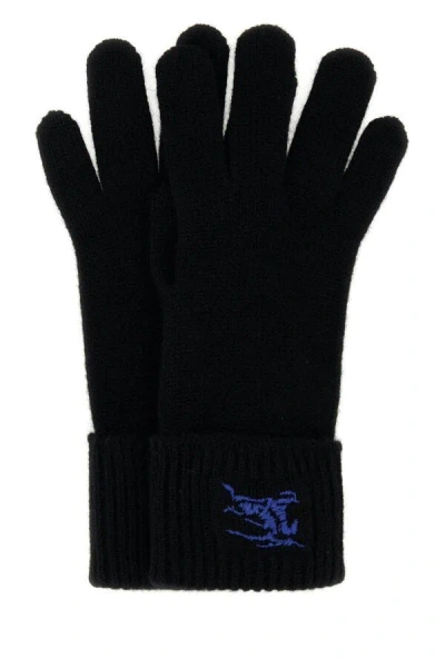 Burberry Black Cashmere Blend Gloves In Black