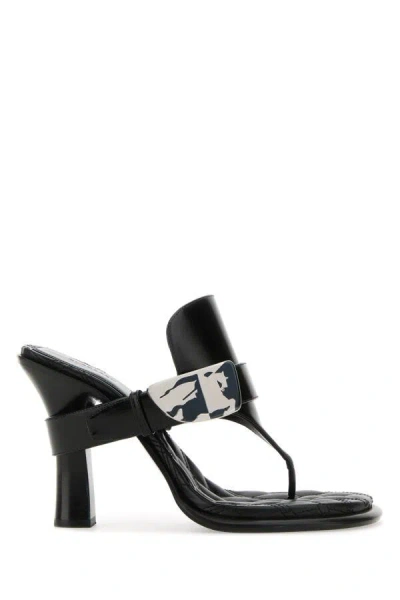 Burberry Prorsum Woman Thong Sandal Black Size 8 Leather In Black