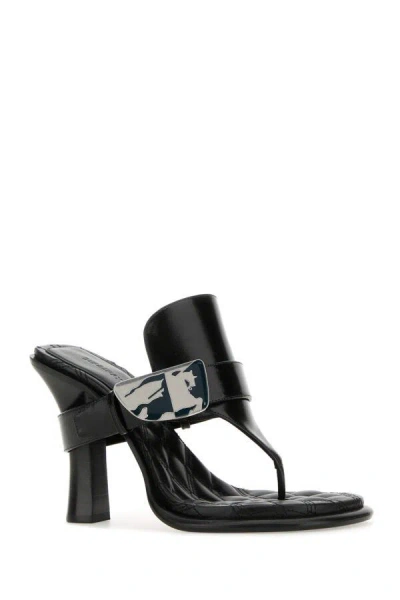 Burberry Prorsum Woman Thong Sandal Black Size 8 Leather In Black