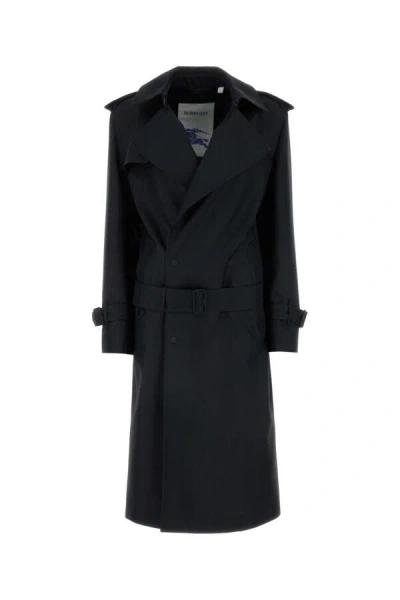 Burberry Blend Silk Trench Coat Women In Black