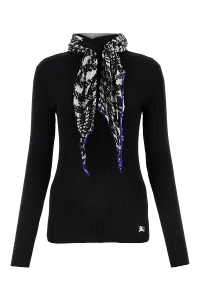 Burberry Black Viscose Blend Sweater In Black