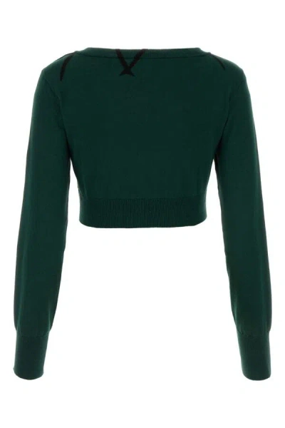 Burberry Check Cotton Knit Long Sleeve Sweater In Green