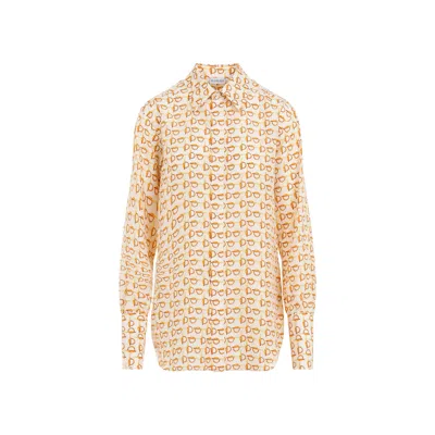 Burberry B-closure Print Silk Poplin Shirt In Multicolor