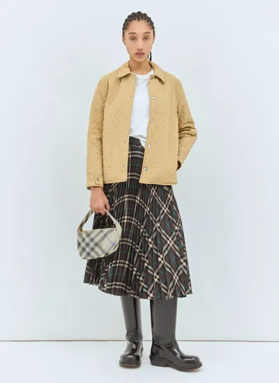 Burberry Women Check Mini Knitted Shoulder Bag In Cream