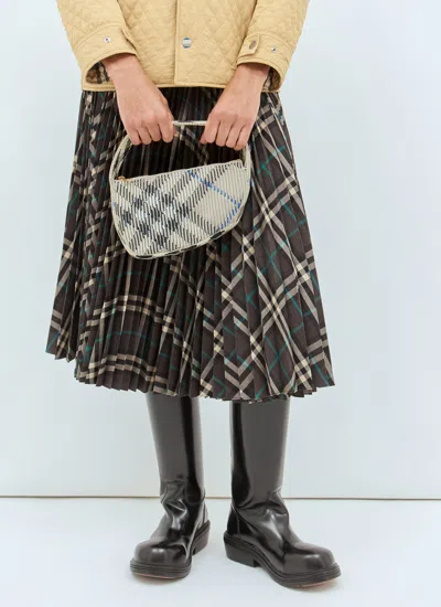 Burberry Women Check Mini Knitted Shoulder Bag In Cream