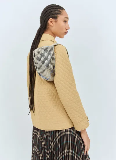 Burberry Women Check Mini Knitted Shoulder Bag In Cream