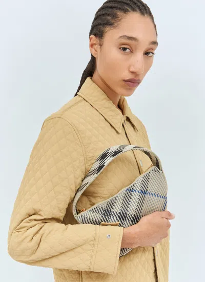 Burberry Women Check Mini Knitted Shoulder Bag In Cream