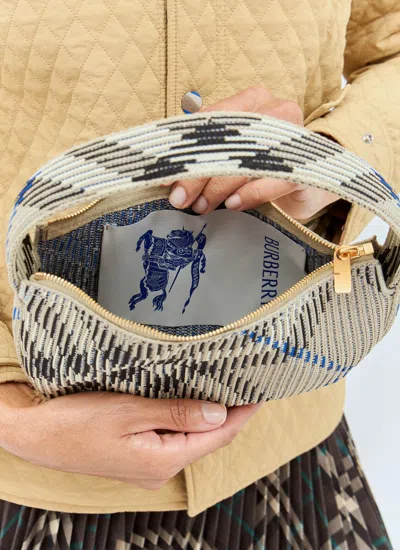 Burberry Women Check Mini Knitted Shoulder Bag In Cream