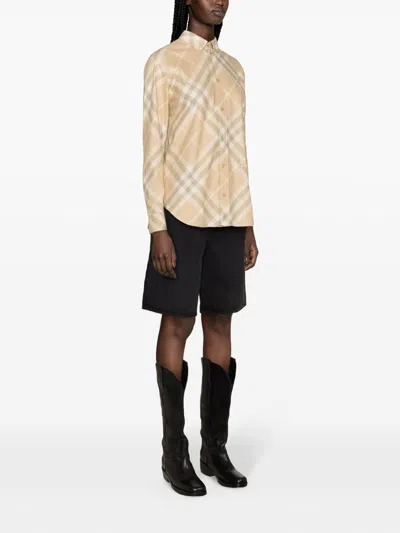 Burberry Button Down Shirt With Check Pattern In Multicolor