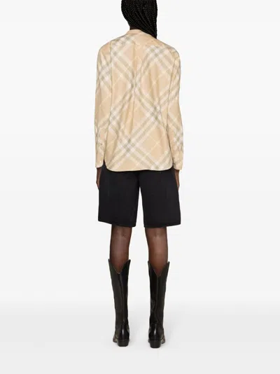 Burberry Button Down Shirt With Check Pattern In Multicolor
