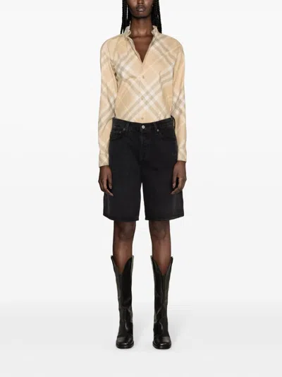 Burberry Button Down Shirt With Check Pattern In Multicolor