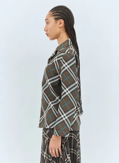 Burberry Women Check Silk Pyjama Shirt In Green