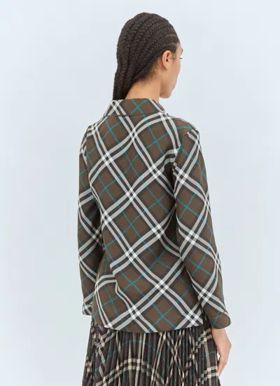 Burberry Women Check Silk Pyjama Shirt In Green