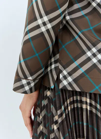 Burberry Women Check Silk Pyjama Shirt In Green