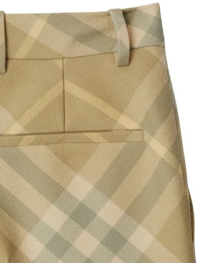 Burberry Checkered Design Wool Trousers For Women In Multicolor