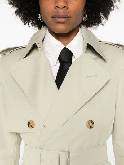 Burberry Trench Coat With Belted Waist And Epaulettes In Multicolor