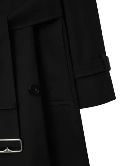 Burberry Trench Coat With Belted Waist And Plaid Collar In Multicolor