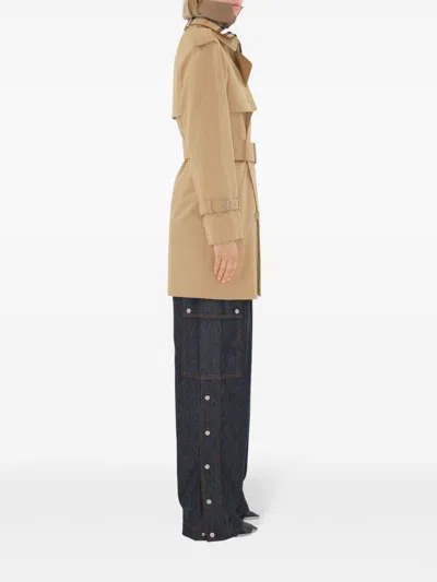 Burberry Gabardine Trench Jacket In Multicolor