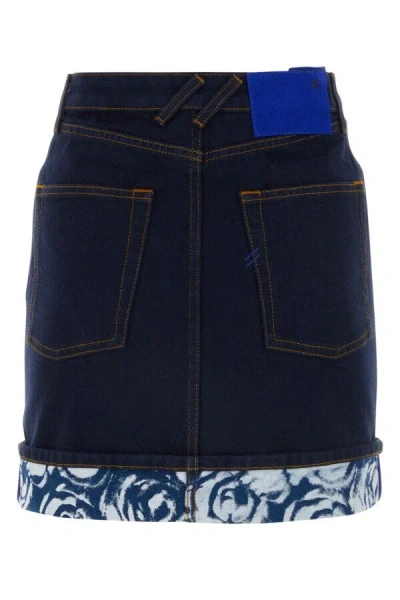 Burberry Heavyweight Denim Ekd Patch Mini Skirt In Blue