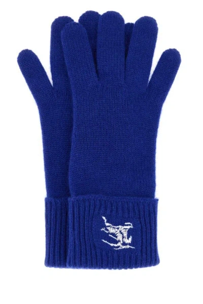 Burberry Electric Blue Cashmere Blend Gloves In Blue