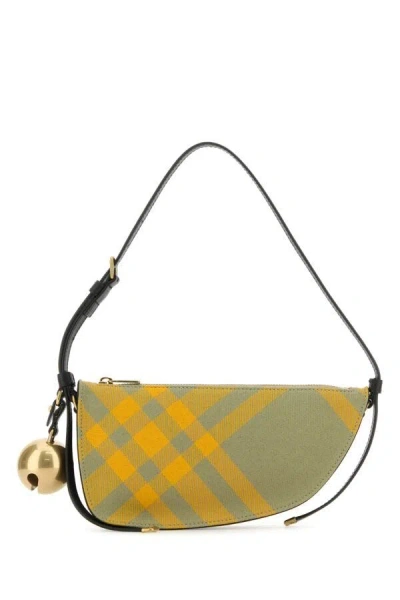Burberry Women Embroidered Canvas Mini Shield Shoulder Bag In Multicolor