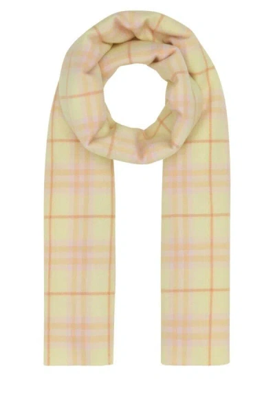 Burberry Light Yellow Signature Check Scarf In Multicolor