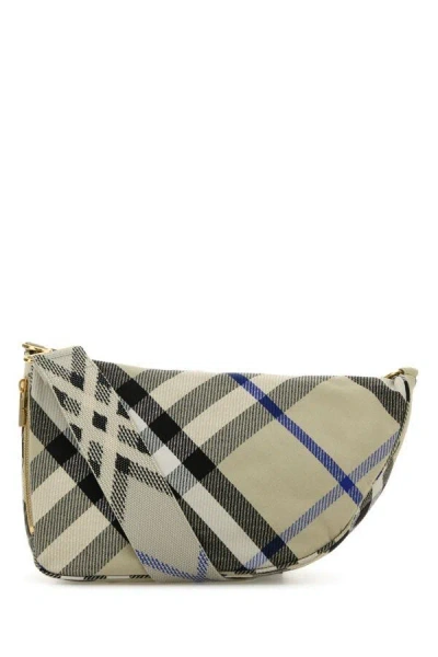Burberry Women Embroidered Fabric Medium Shield Crossbody Bag In Multicolor