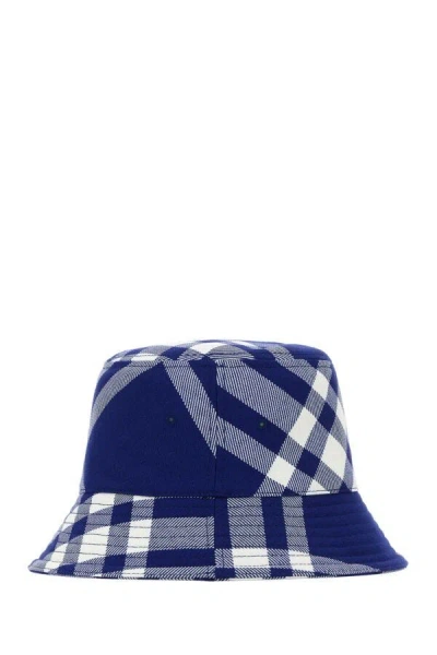 Burberry Checkered Wool Blend Bucket Hat With Two Air Vents In Multicolor