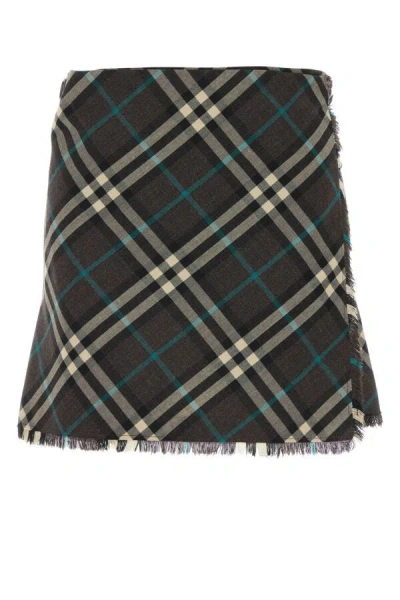 Burberry Check-pattern Wool Skirt In Multicolor
