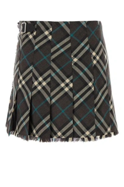 Burberry Check-pattern Wool Skirt In Multicolor