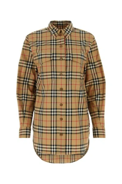 Burberry Ladies Vintage Check Stretch Cotton Button-down Collar Shirt In Multicolor