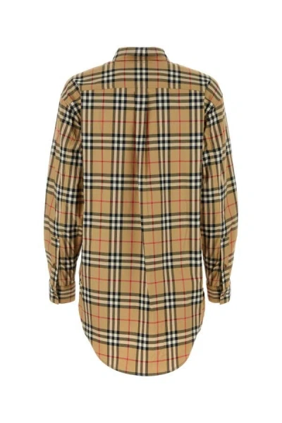 Burberry Ladies Vintage Check Stretch Cotton Button-down Collar Shirt In Multicolor