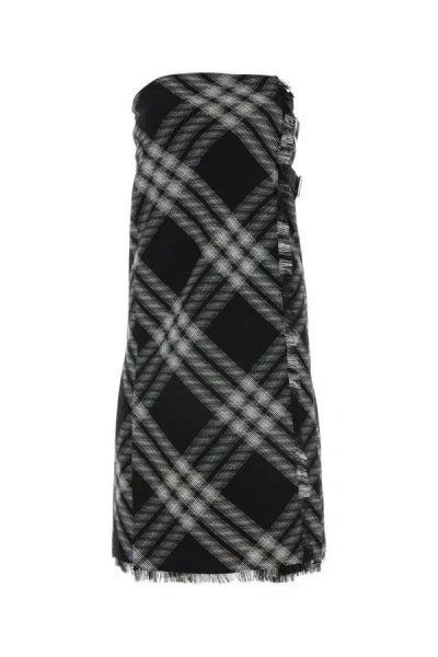 Burberry Midi Dress With Check Pattern In Multicolor