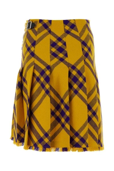 Burberry Check Fringed-edge Kilt Wrap Skirt In Multicolor