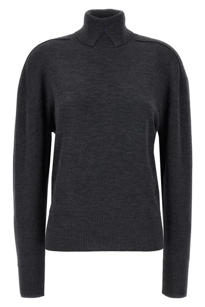 Burberry High Neck Sweater Sweaters And Cardigans In Gray