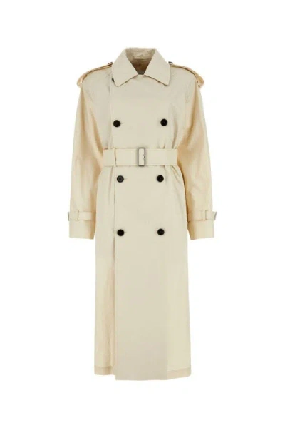 Burberry Structured Belted Trench Coat In White