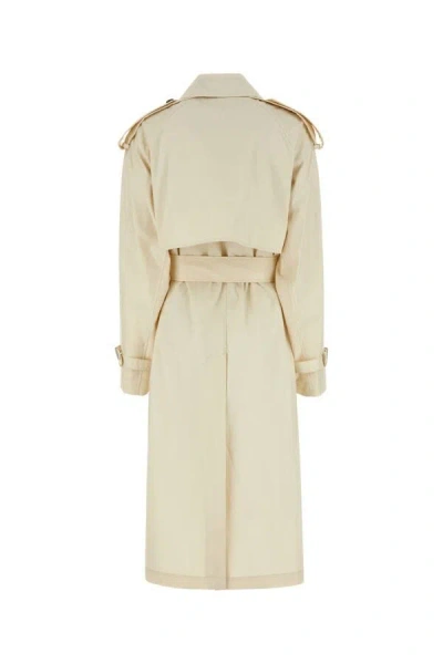 Burberry Structured Belted Trench Coat In White
