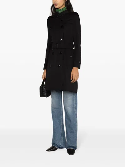 Burberry Double Breasted Belted Trench Coat In Multicolor