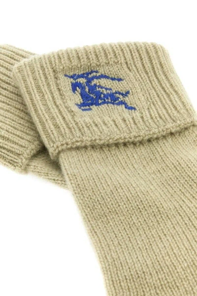 Burberry Women Khaki Cashmere Blend Gloves In Green